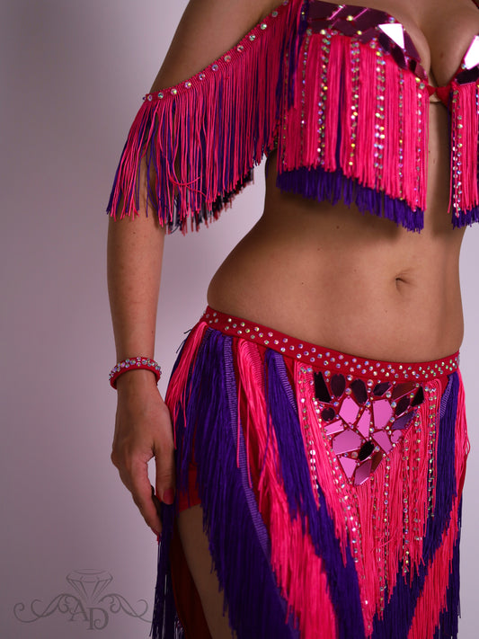 Fringe Belly Dance Costume with Sew-On Mirrors
