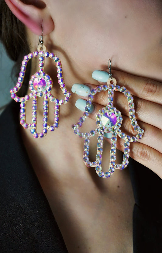 Dance Rhinestone Earrings - Hamsa