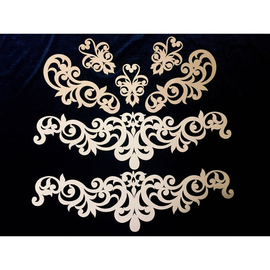 Set of pre-cut felt appliques for belly dance and ballroom dance costume sewing and decoration