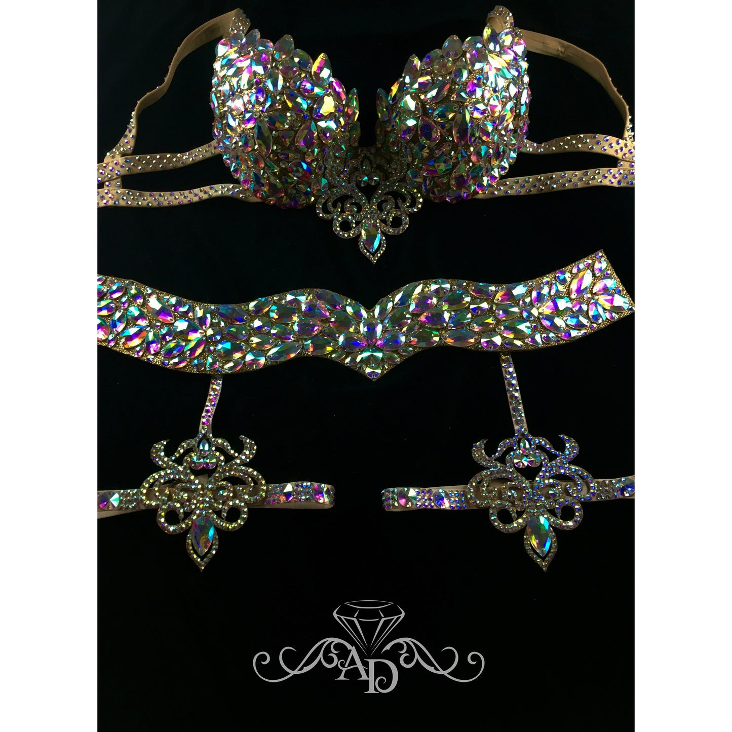 Golden Belly Dance Bra & Belt Set – Transformable Base Set