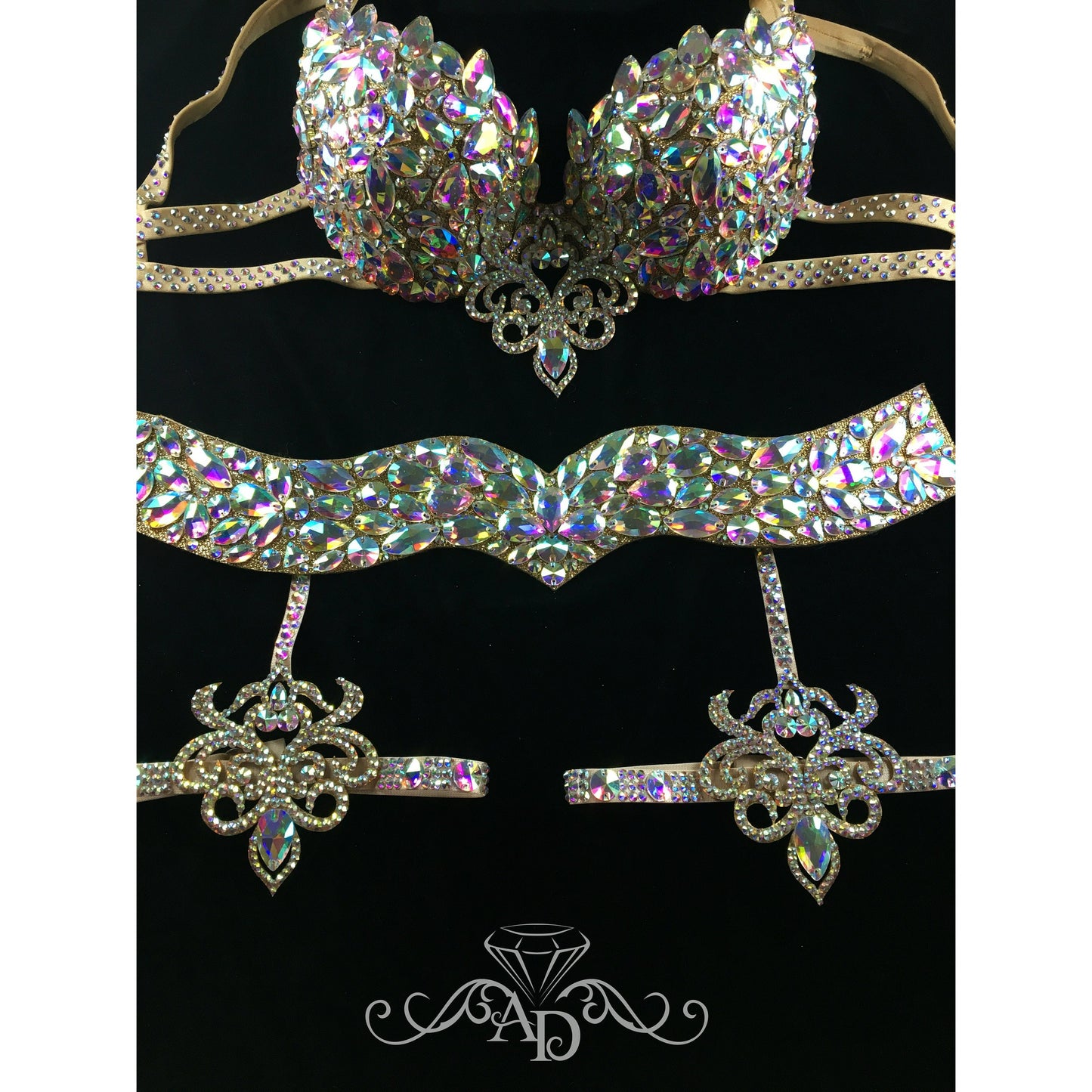 Golden Belly Dance Bra & Belt Set – Transformable Base Set