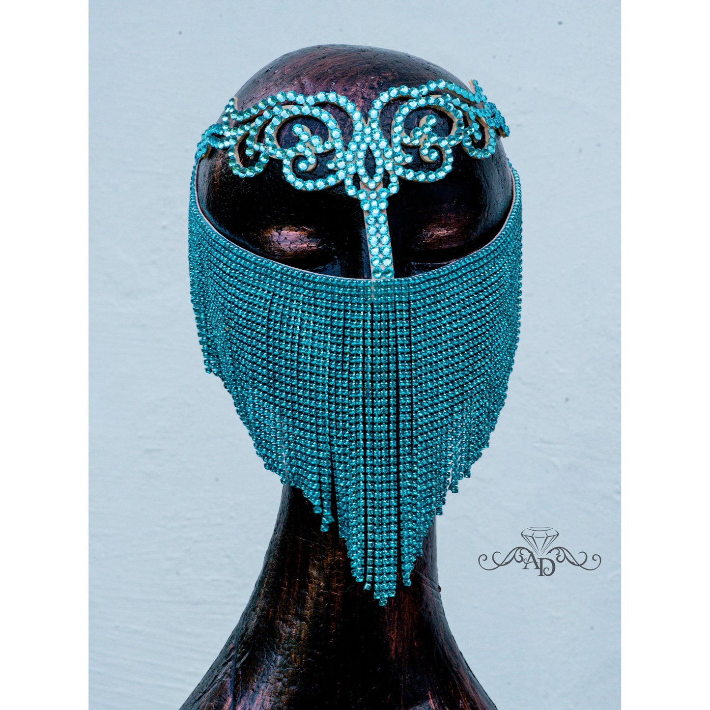 Rhinestone Face Mask – Elina Turquoise