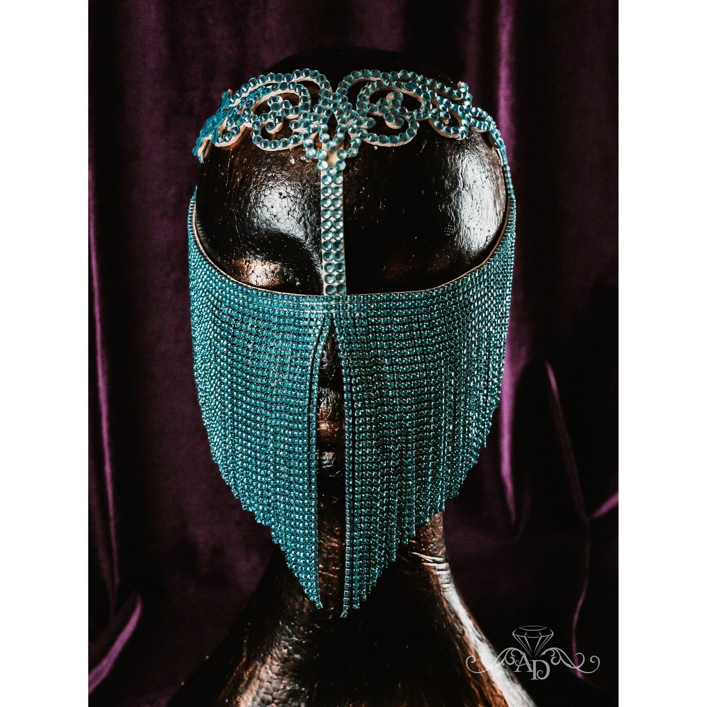 Rhinestone Face Mask – Elina Turquoise