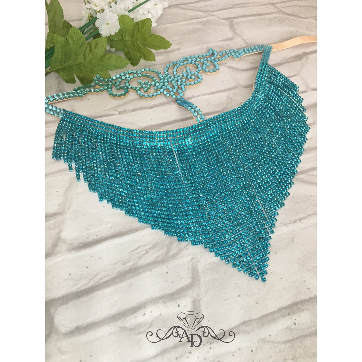 Rhinestone Face Mask – Elina Turquoise