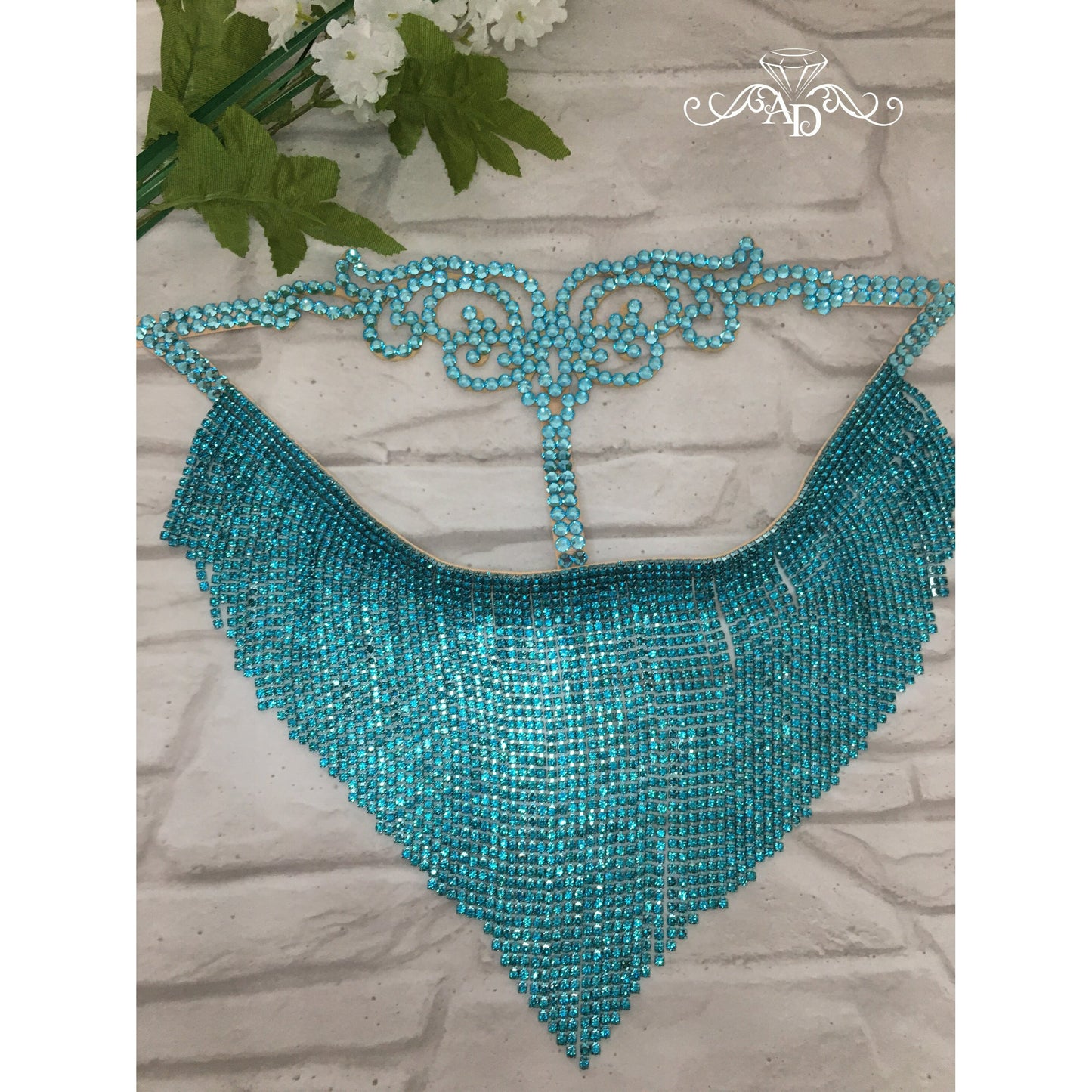 Rhinestone Face Mask – Elina Turquoise