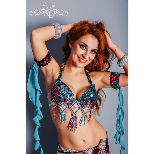Custom Multicolor Sequin Belly Dance Costume – Festival Mirage