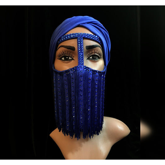 Crystal Fringe Face Mask – Fringe Blue