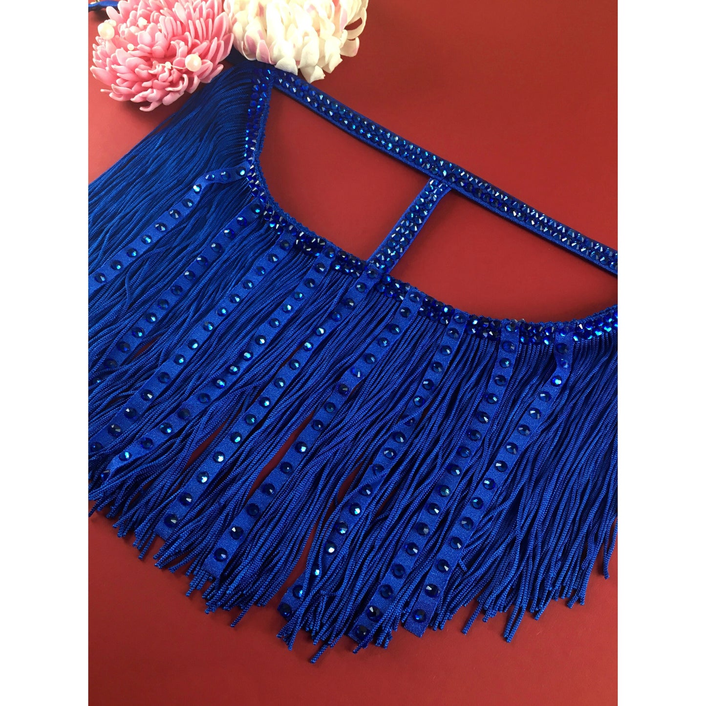 Crystal Fringe Face Mask – Fringe Blue
