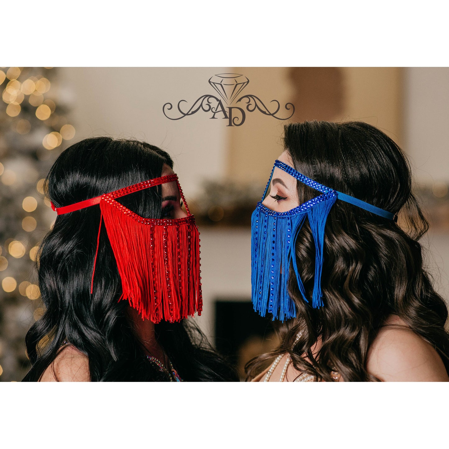 Crystal Fringe Face Mask – Fringe Blue