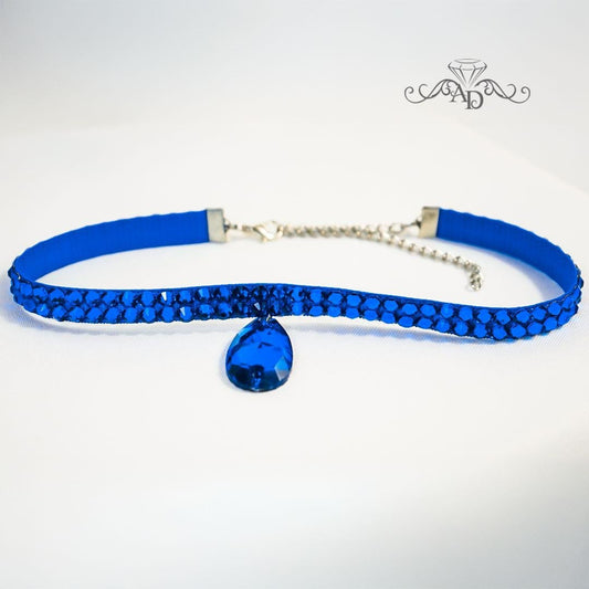 Blue Rhinestone Choker
