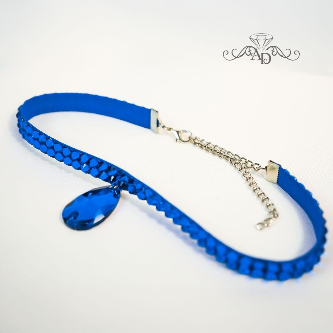 Blue Rhinestone Choker