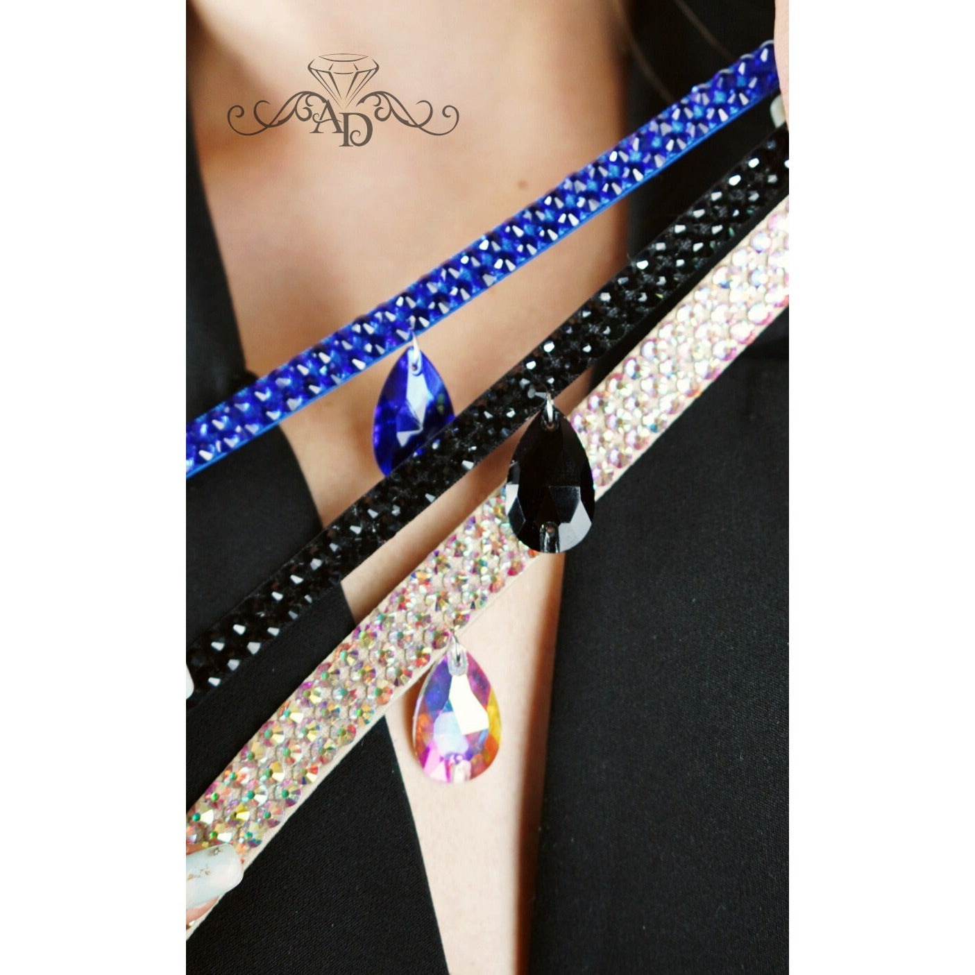 Blue Rhinestone Choker
