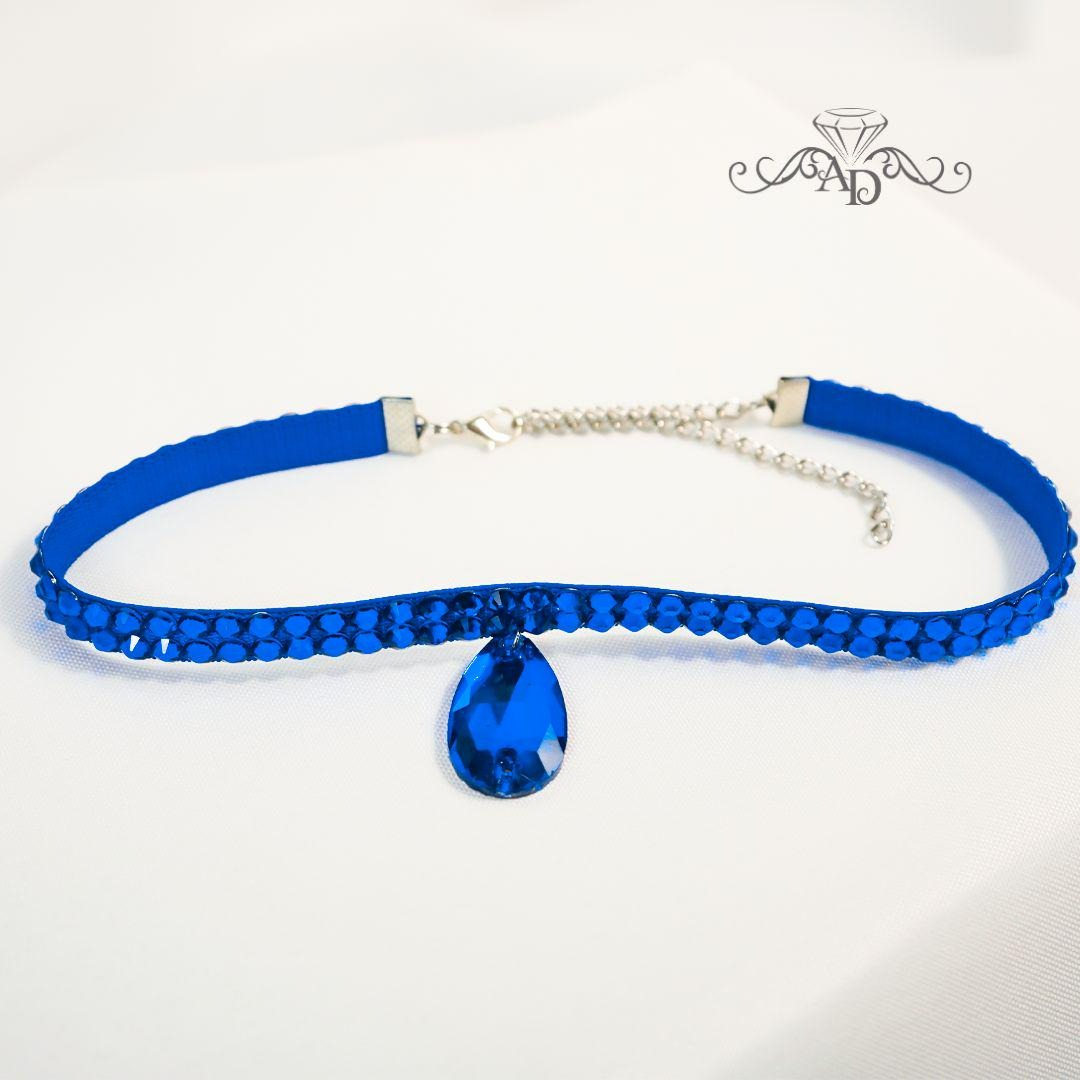 Blue Rhinestone Choker