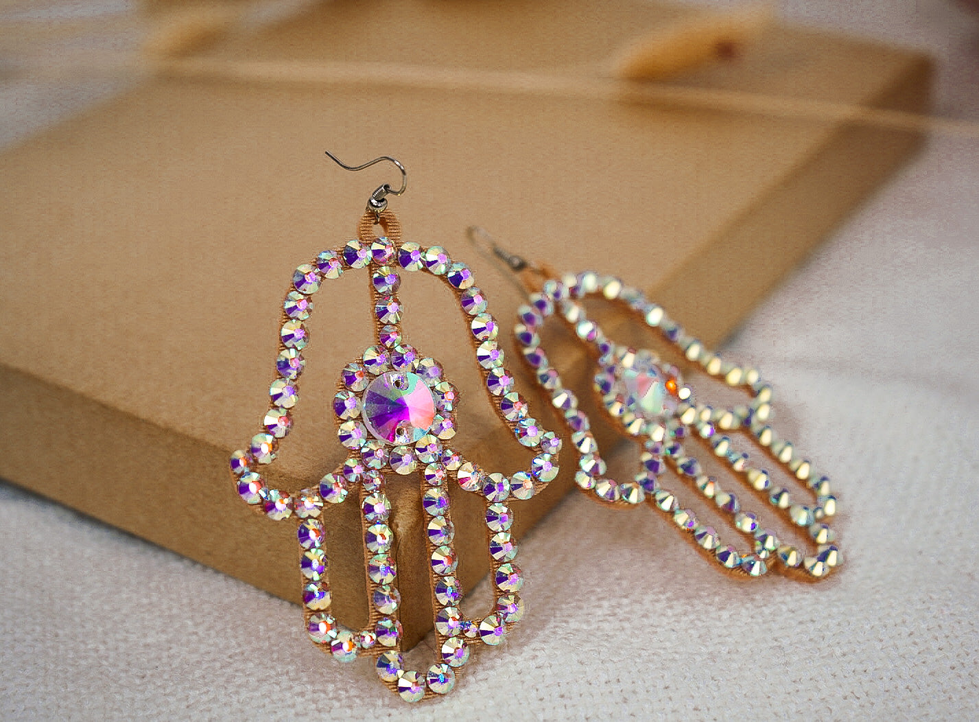 Dance Rhinestone Earrings - Hamsa