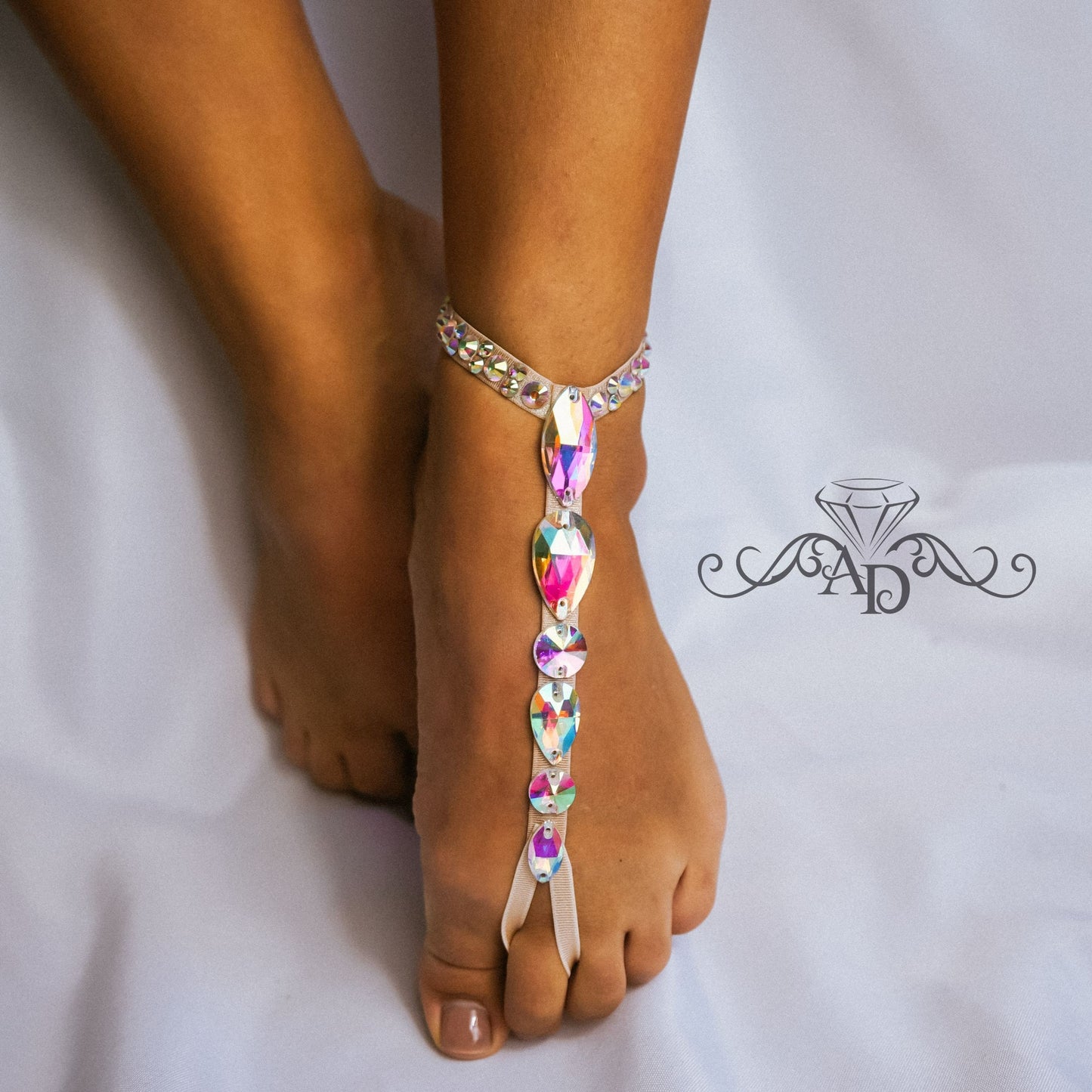 Rhinestone Toe Ring Bracelet - Wiam