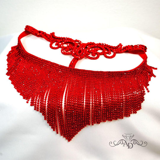 Luxury Face Chain Headpiece – Elina Red