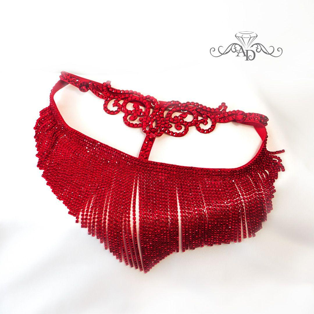Luxury Face Chain Headpiece – Elina Red