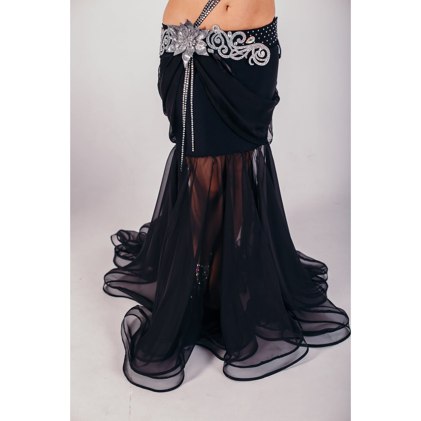 Custom Belly Dance Costume – Black & Silver Elegance