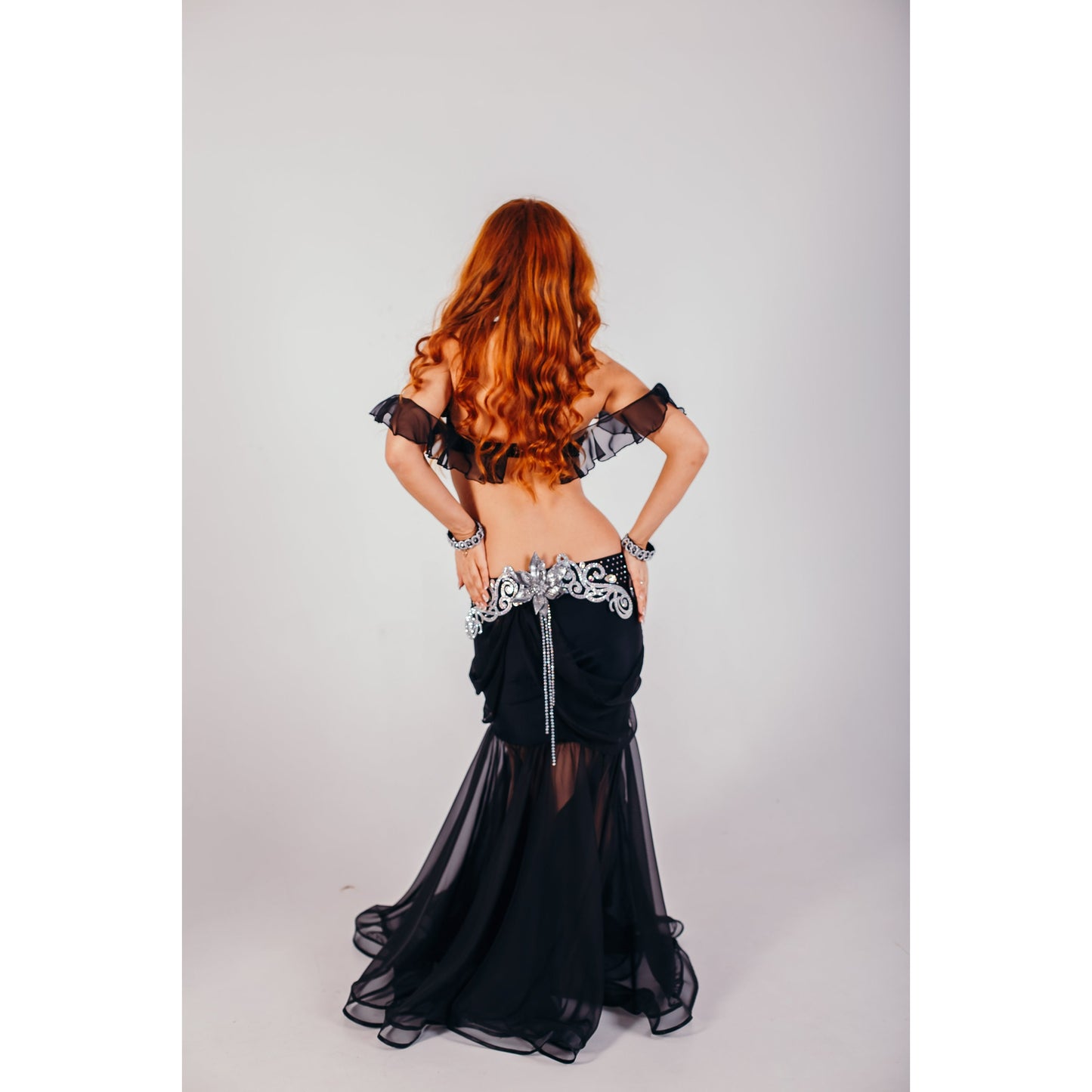 Custom Belly Dance Costume – Black & Silver Elegance