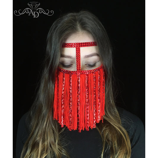 Sparkling Face Mask – Fringe Red