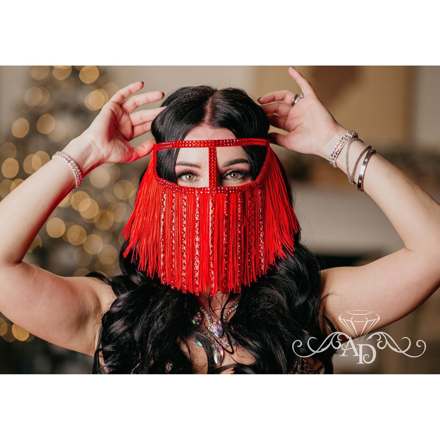 Sparkling Face Mask – Fringe Red