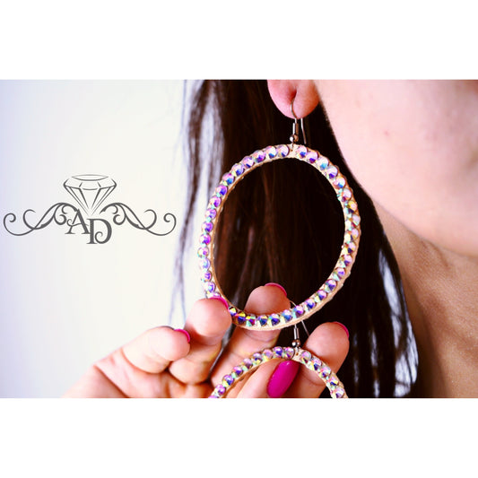 Dazzling Rhinestone Hoop Earrings - Rania
