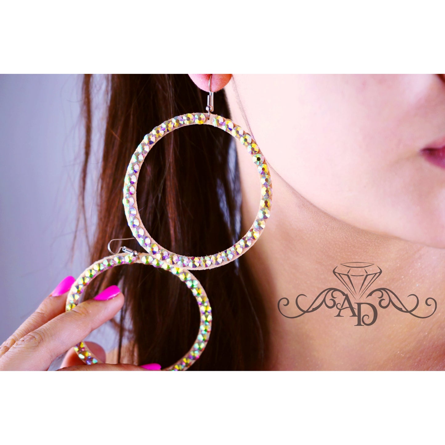 Dazzling Rhinestone Hoop Earrings - Rania