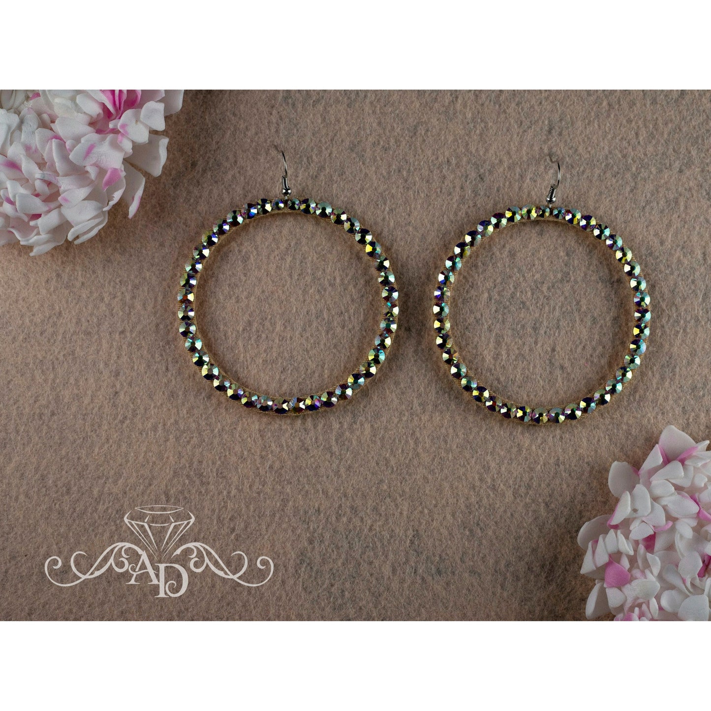 Dazzling Rhinestone Hoop Earrings - Rania