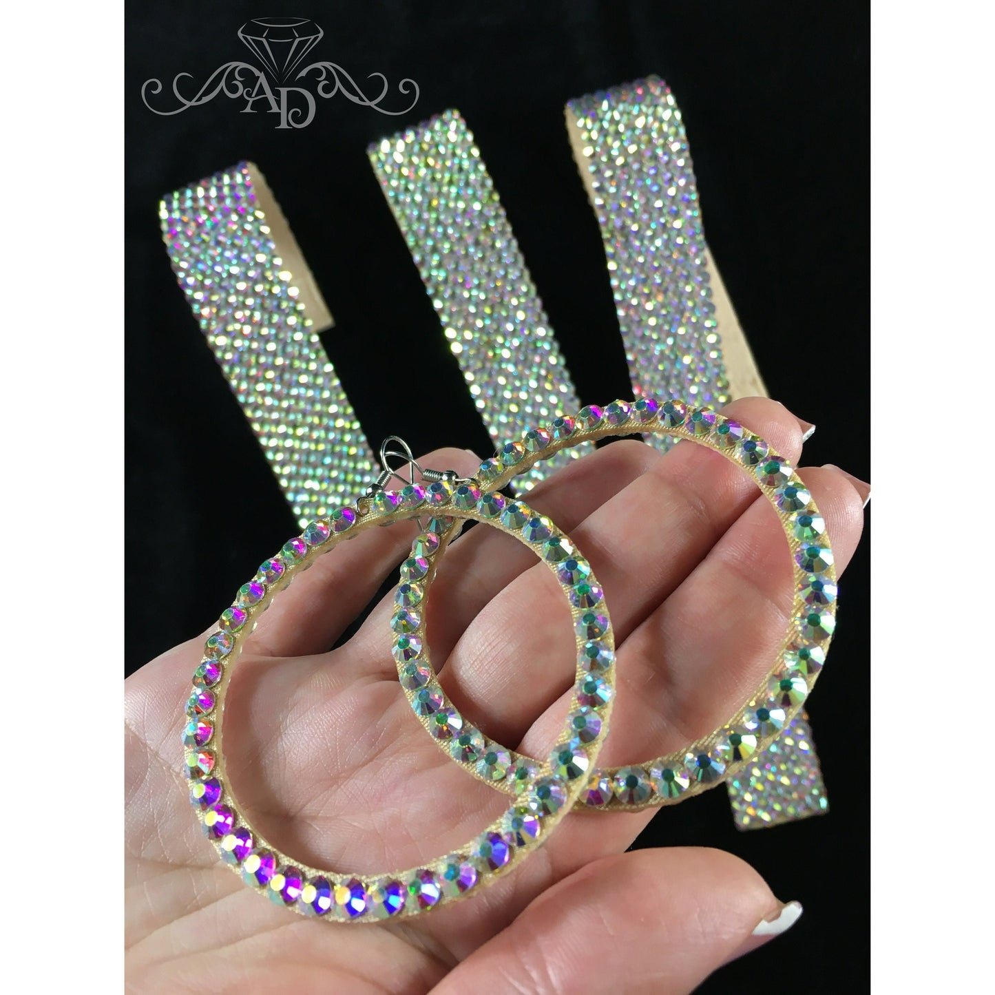 Dazzling Rhinestone Hoop Earrings - Rania