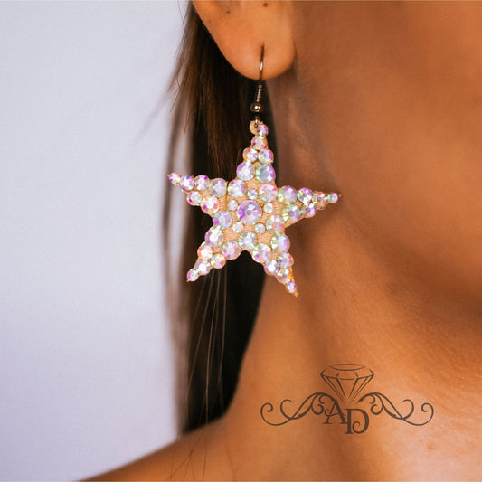 Dance Rhinestone Earrings - Moon & Star