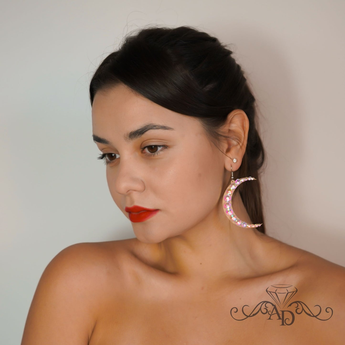 Dance Rhinestone Earrings - Moon & Star