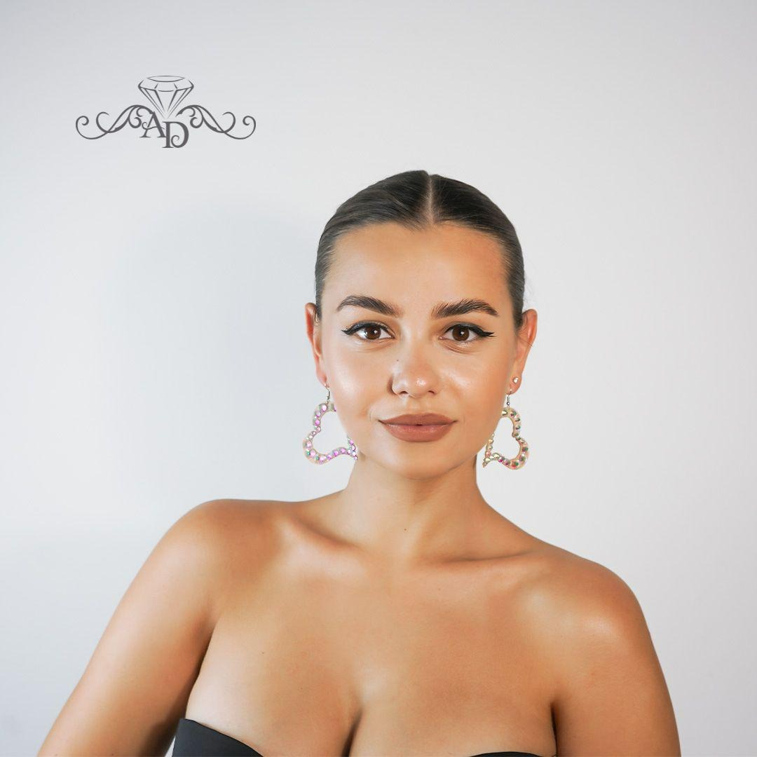 Light Reflecting Dance Earrings - Hearts