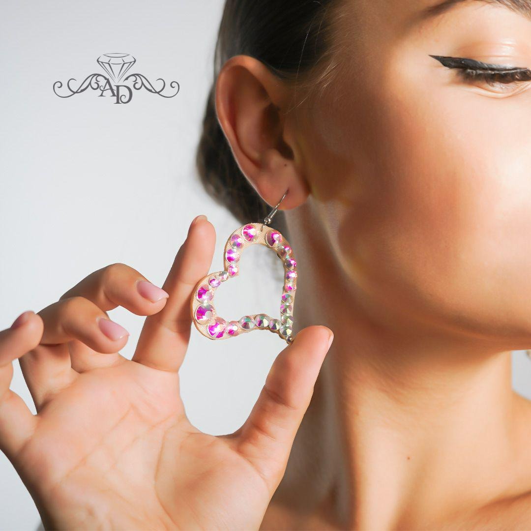 Light Reflecting Dance Earrings - Hearts