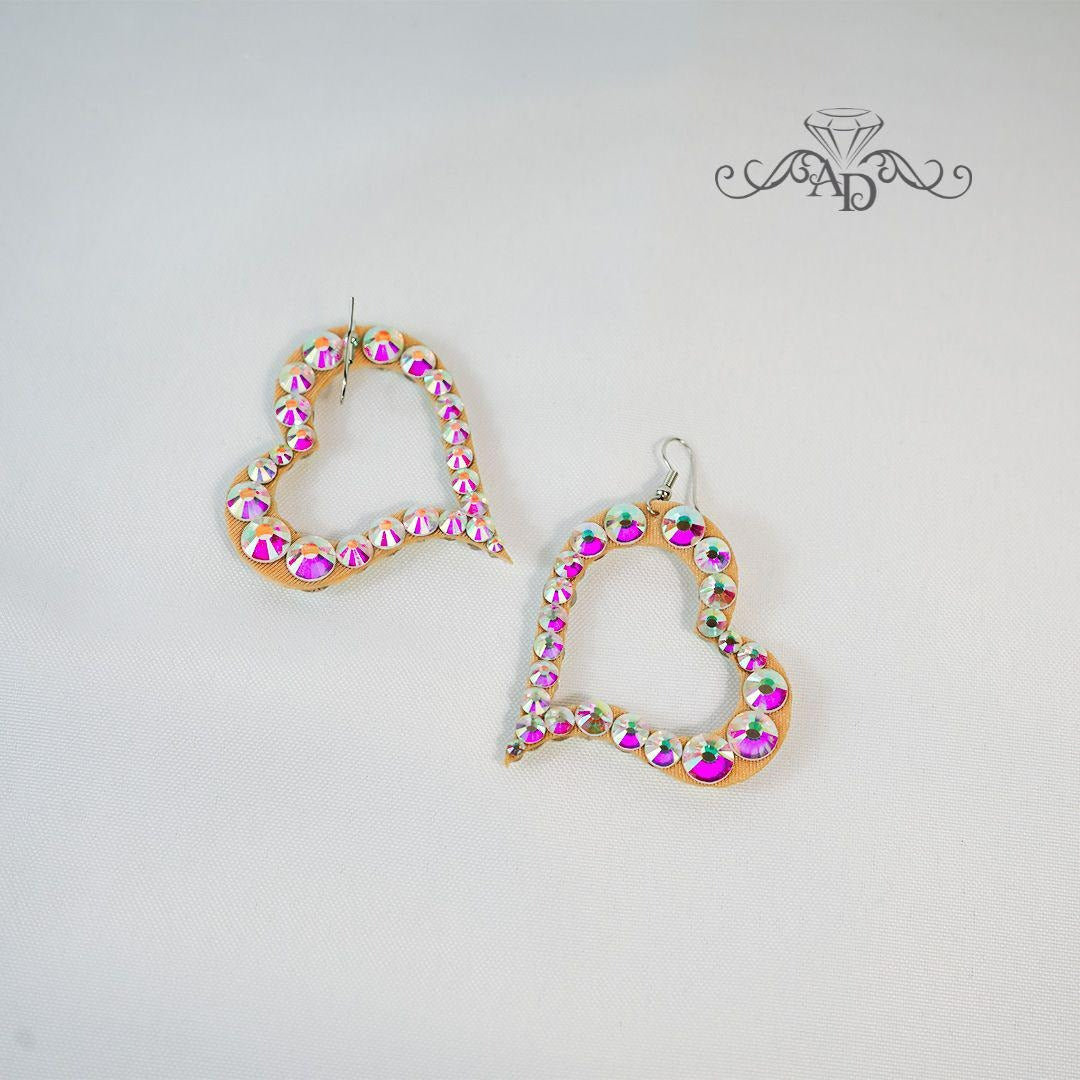 Light Reflecting Dance Earrings - Hearts