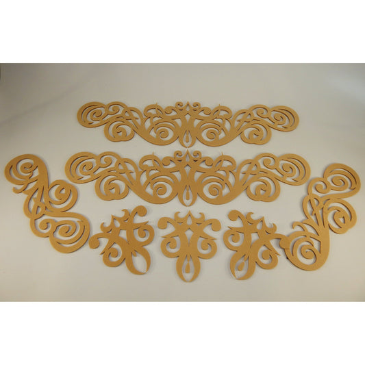 7-piece felt applique set for belly dance and ballroom costumes, for bra, belt, and bracelets