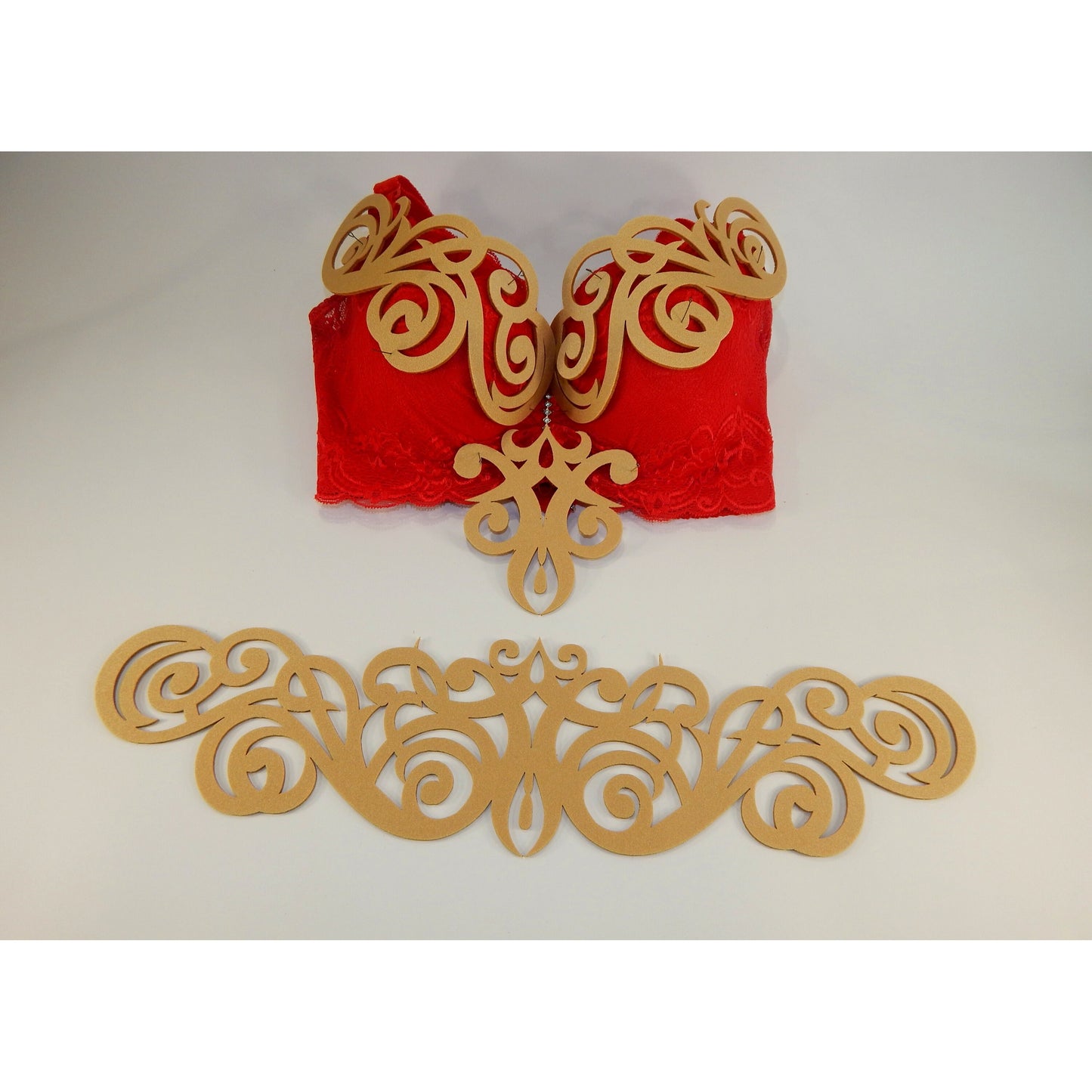 Full Dance Costume Applique Set – Laser-Cut Felt for Bra, Belt & Bracelets