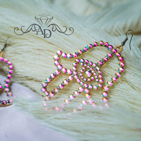 Radiant Rhinestone Statement Earrings - Hamsa