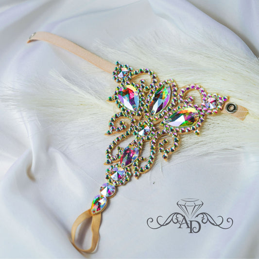 Rhinestone Toe Anklet Bracelet - Leila