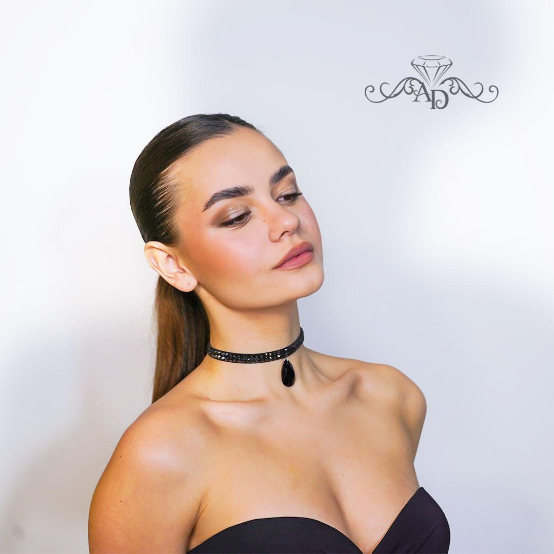 Black Rhinestone Choker for Latin and Ballroom Dance