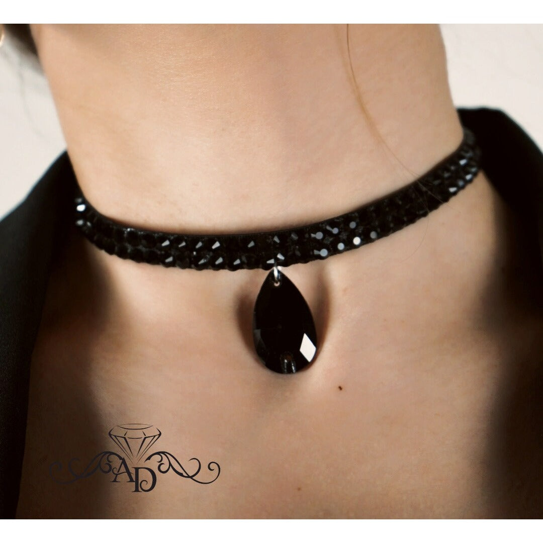 Black Rhinestone Choker for Latin and Ballroom Dance