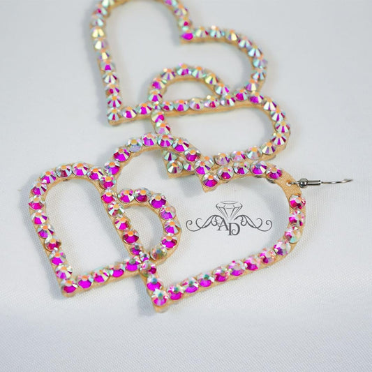 Rhinestone Heart Shape Earrings - Amour Charms