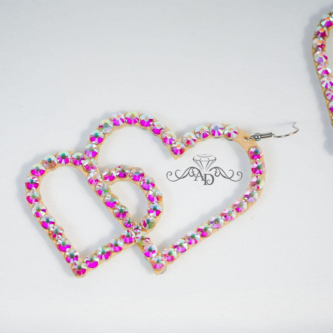 Rhinestone Heart Shape Earrings - Amour Charms