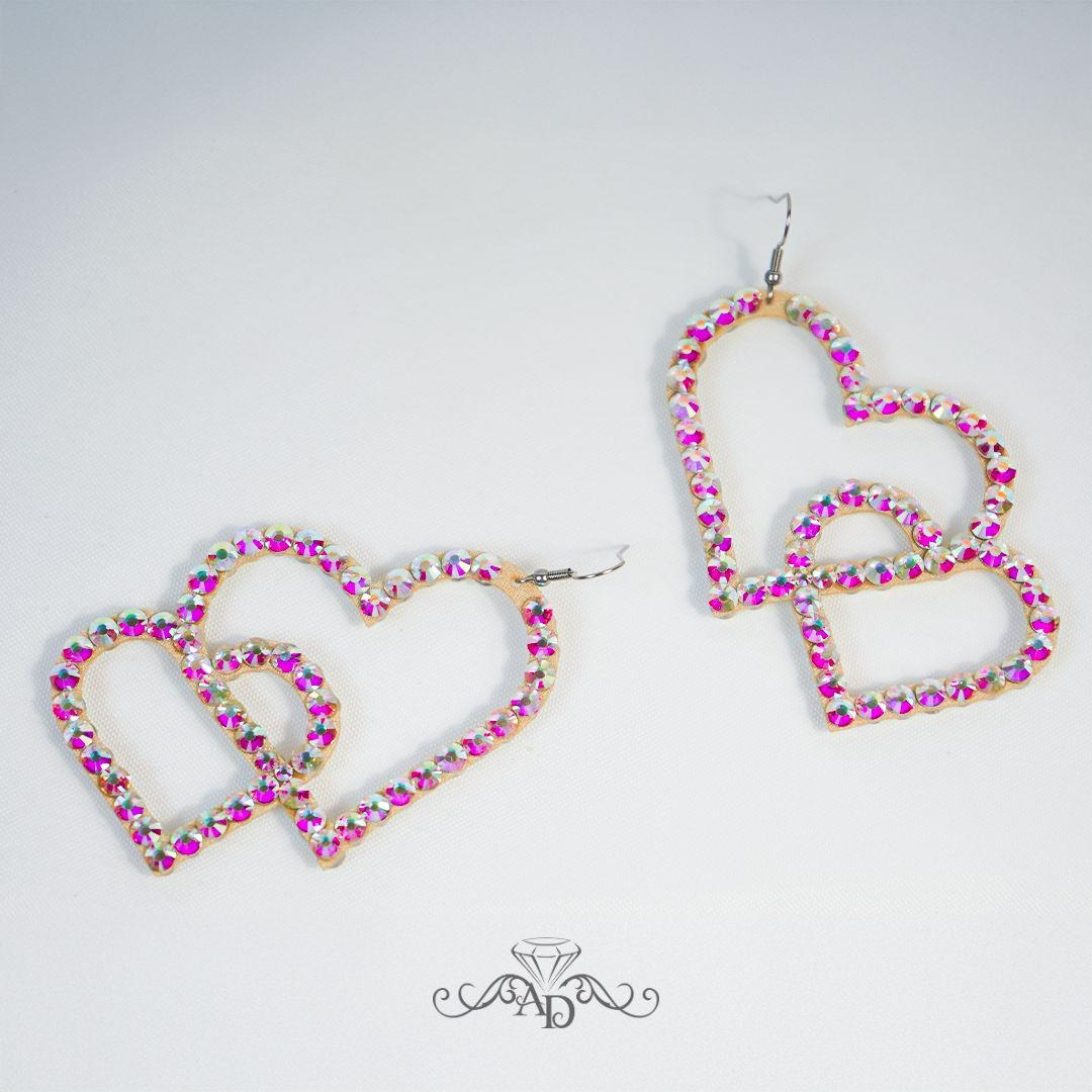 Rhinestone Heart Shape Earrings - Amour Charms