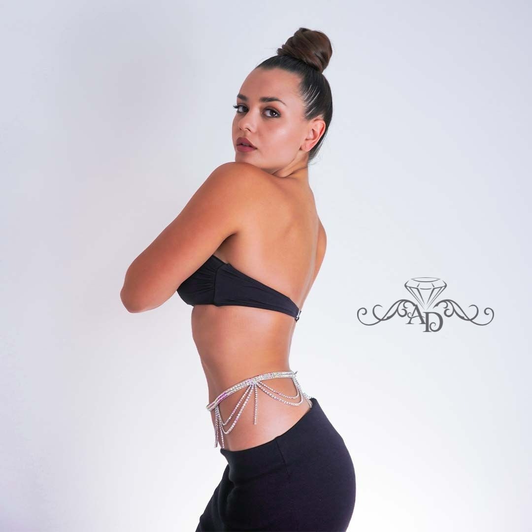Crystal Waist Belt with Rhinestone Chain