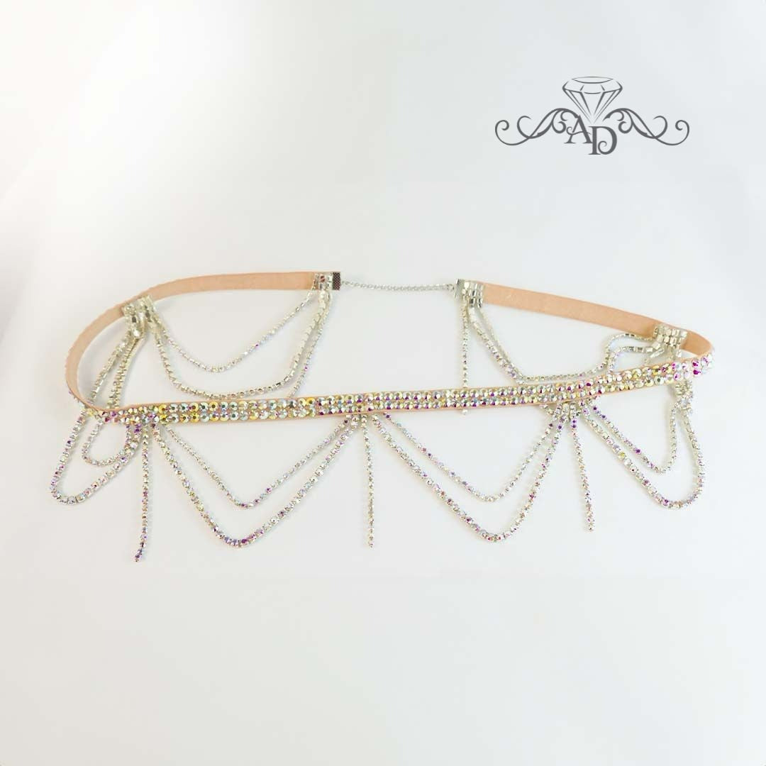 Crystal Waist Belt with Rhinestone Chain