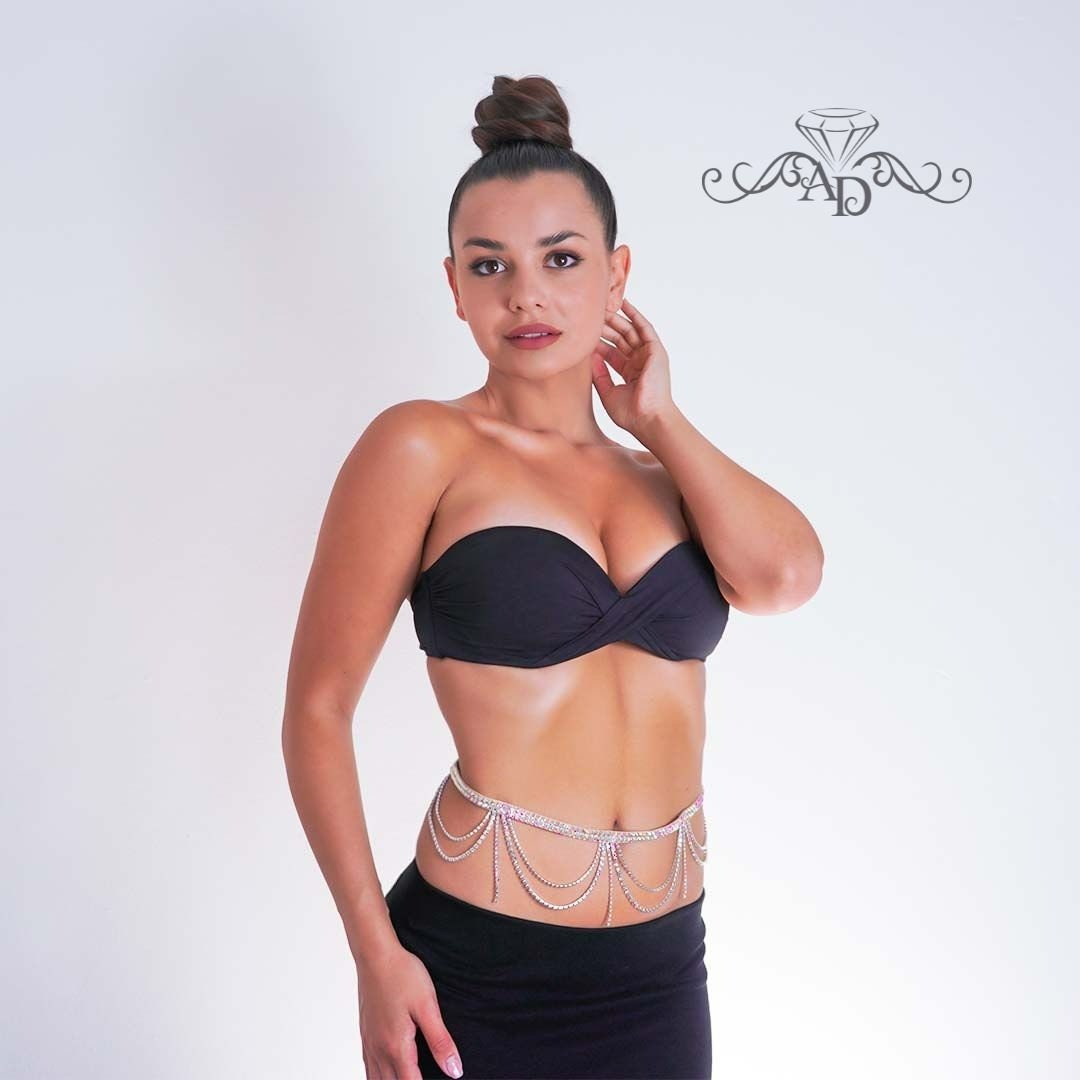 Crystal Waist Belt with Rhinestone Chain