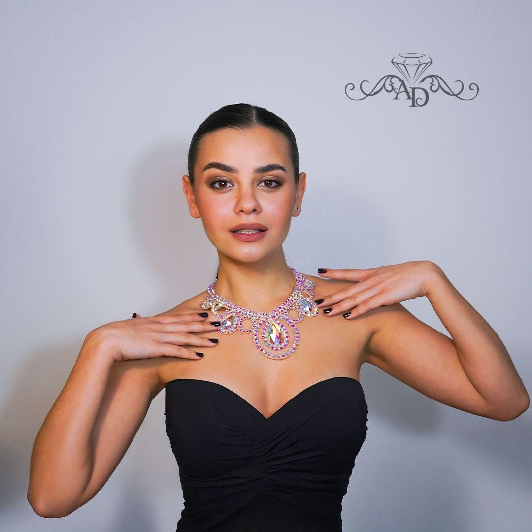 Fashion Show Rhinestone Necklace - Nicole
