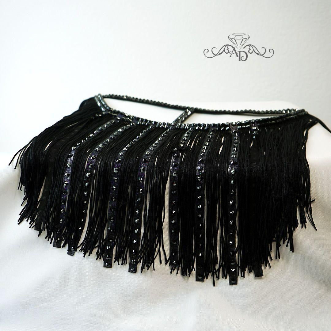 Jewelry Face Mask – Fringe Black