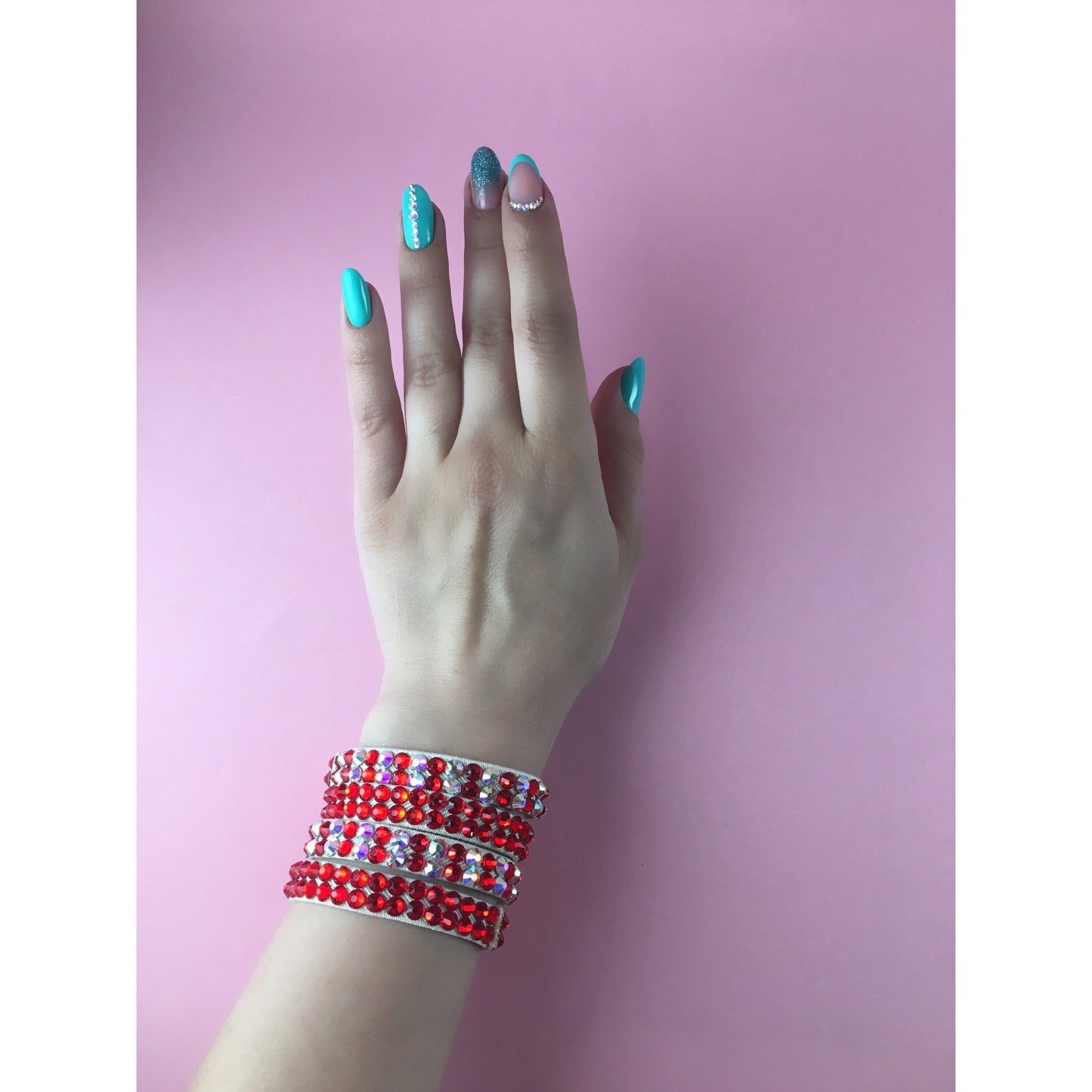 Red Elastic Dance Cuffs