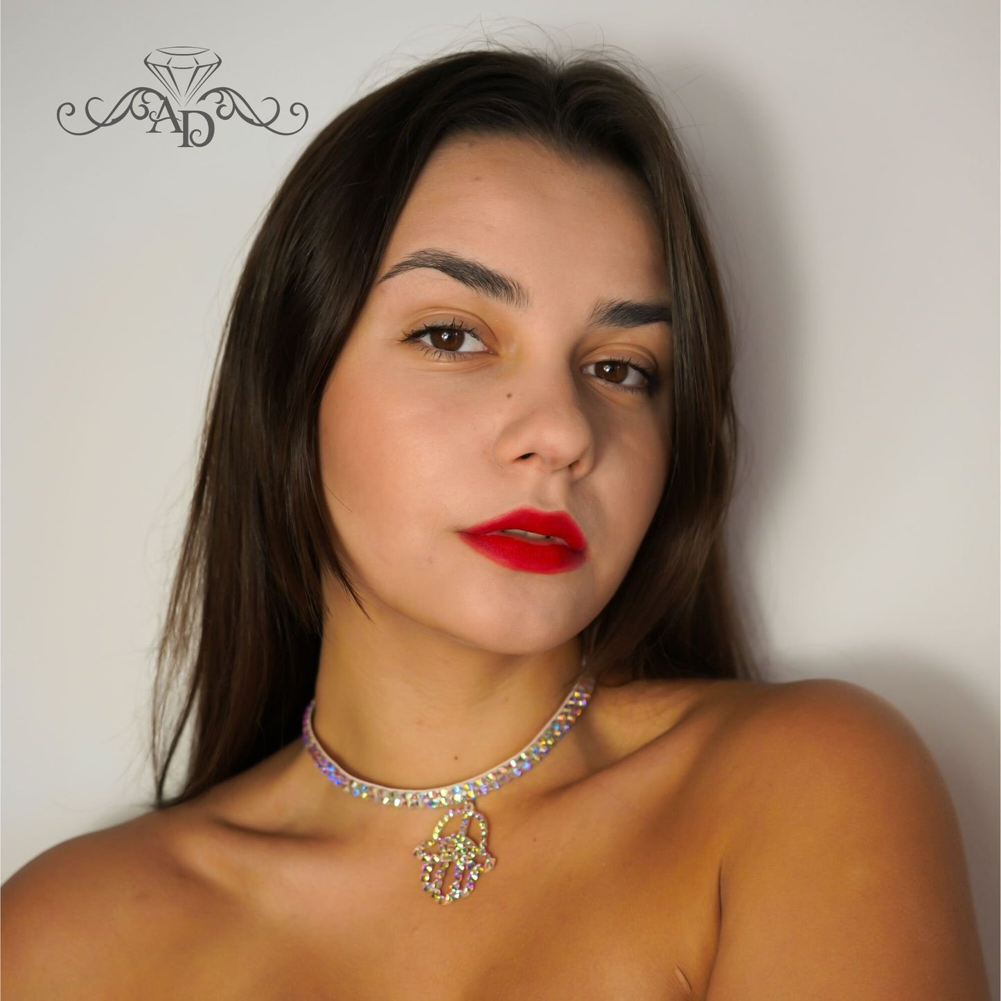 Rhinestone Hamsa Choker